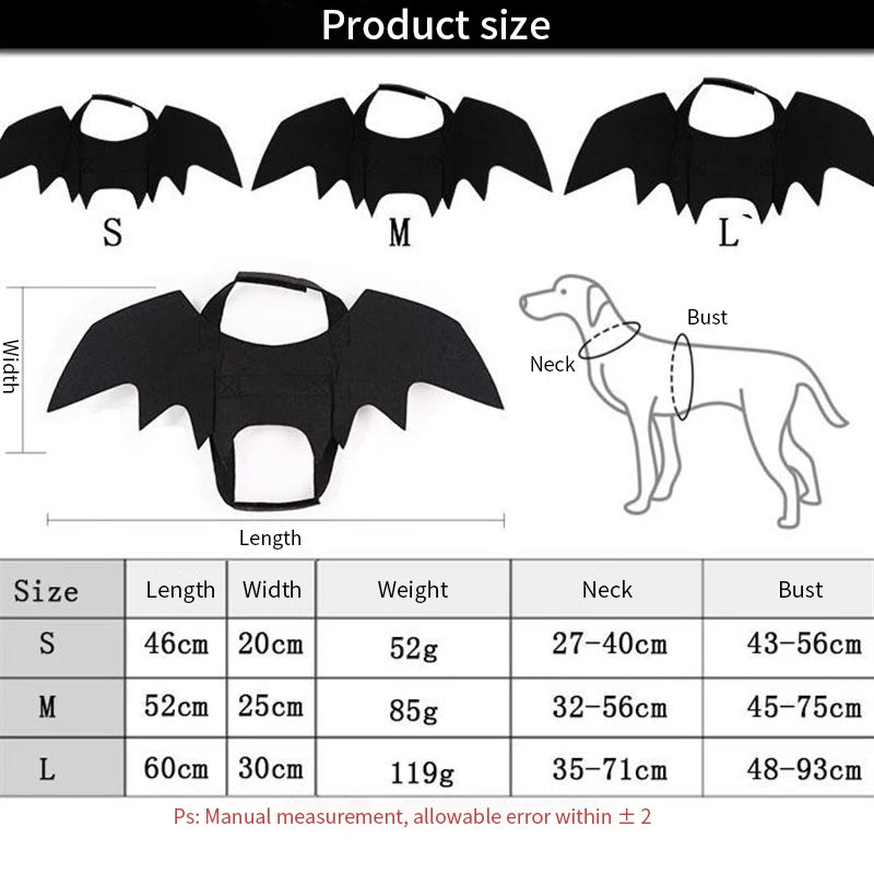 Ailes de chauve-souris pour chat et petit chien