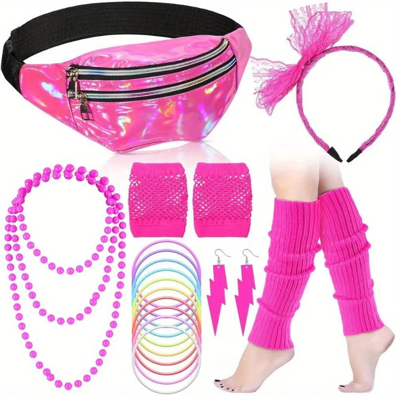 Accessoires années 80 avec sac banane – lot de 19