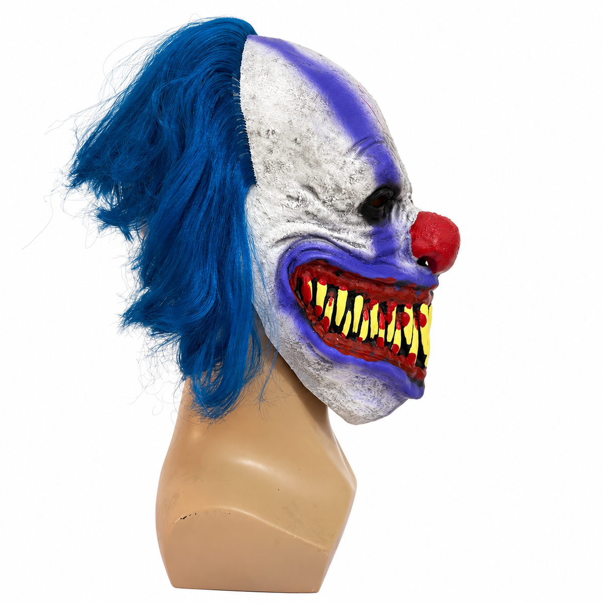 Masque de clown à cheveux bleus