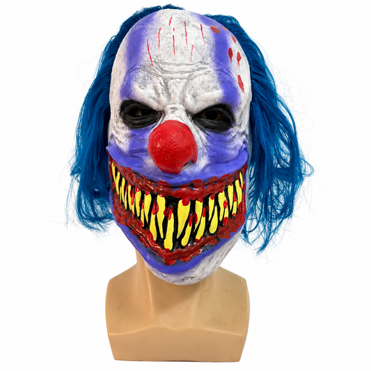 Masque de clown à cheveux bleus