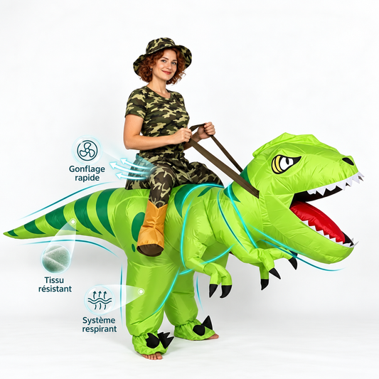 Déguisement dinosaure gonflable à chevaucher – adulte