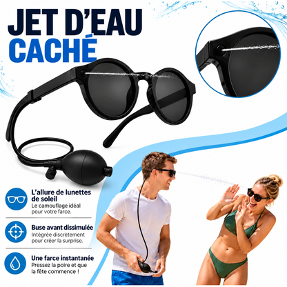 Présentation du jet d’eau caché et de la poire des lunettes farceuses.
