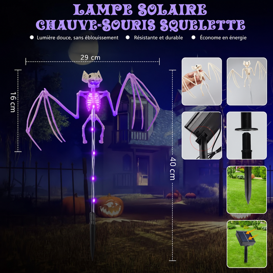 Lampe solaire chauve-souris violette à planter