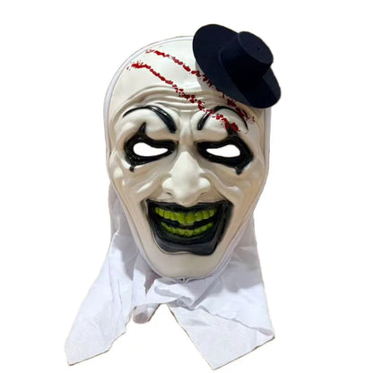 Masque de clown effrayant avec cagoule blanche – vue 3