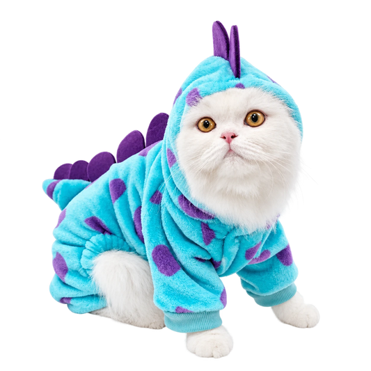 Combinaison de dinosaure bleu pour chat et petit chien — vue du produit