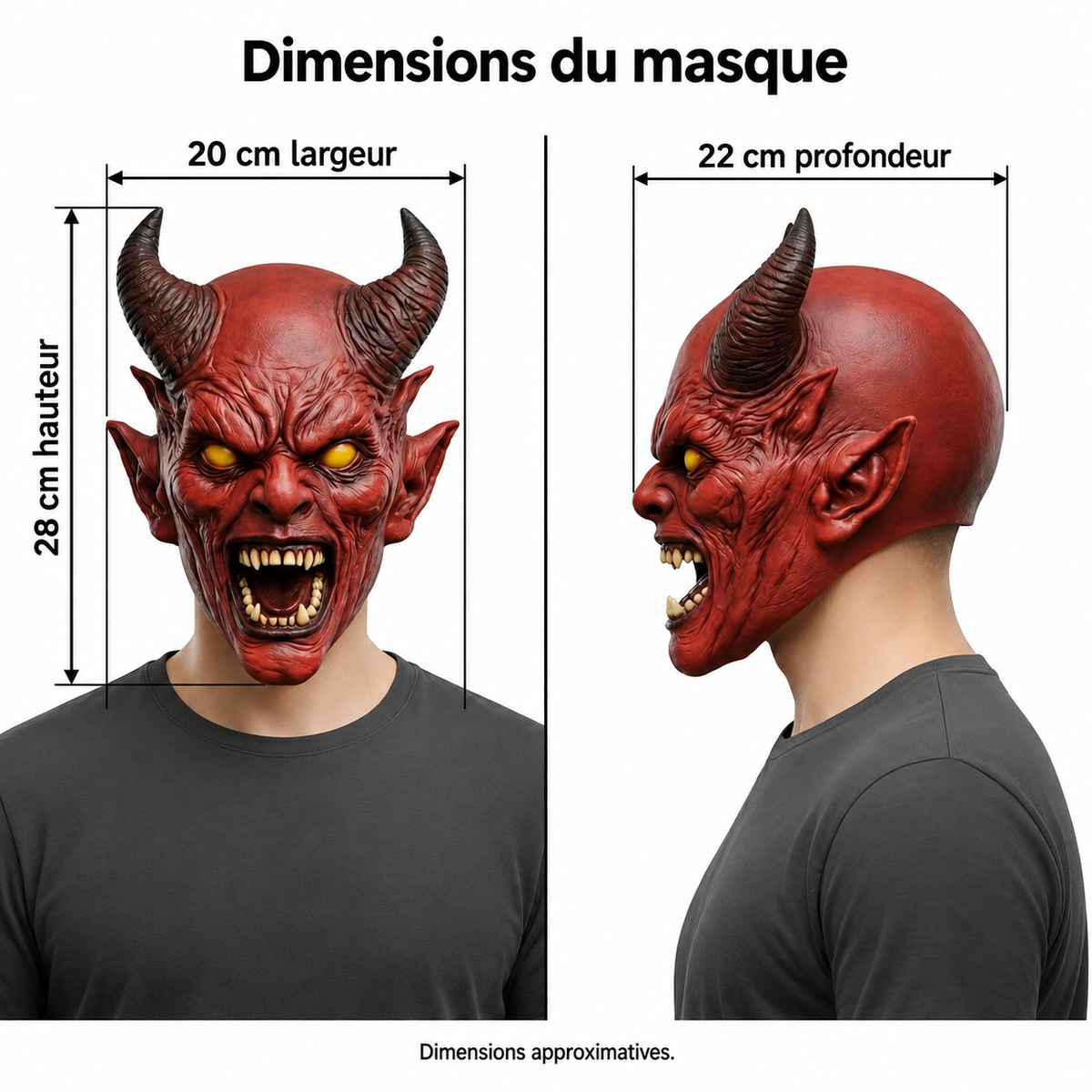 Masque de démon rouge à cornes – adulte – vue 1