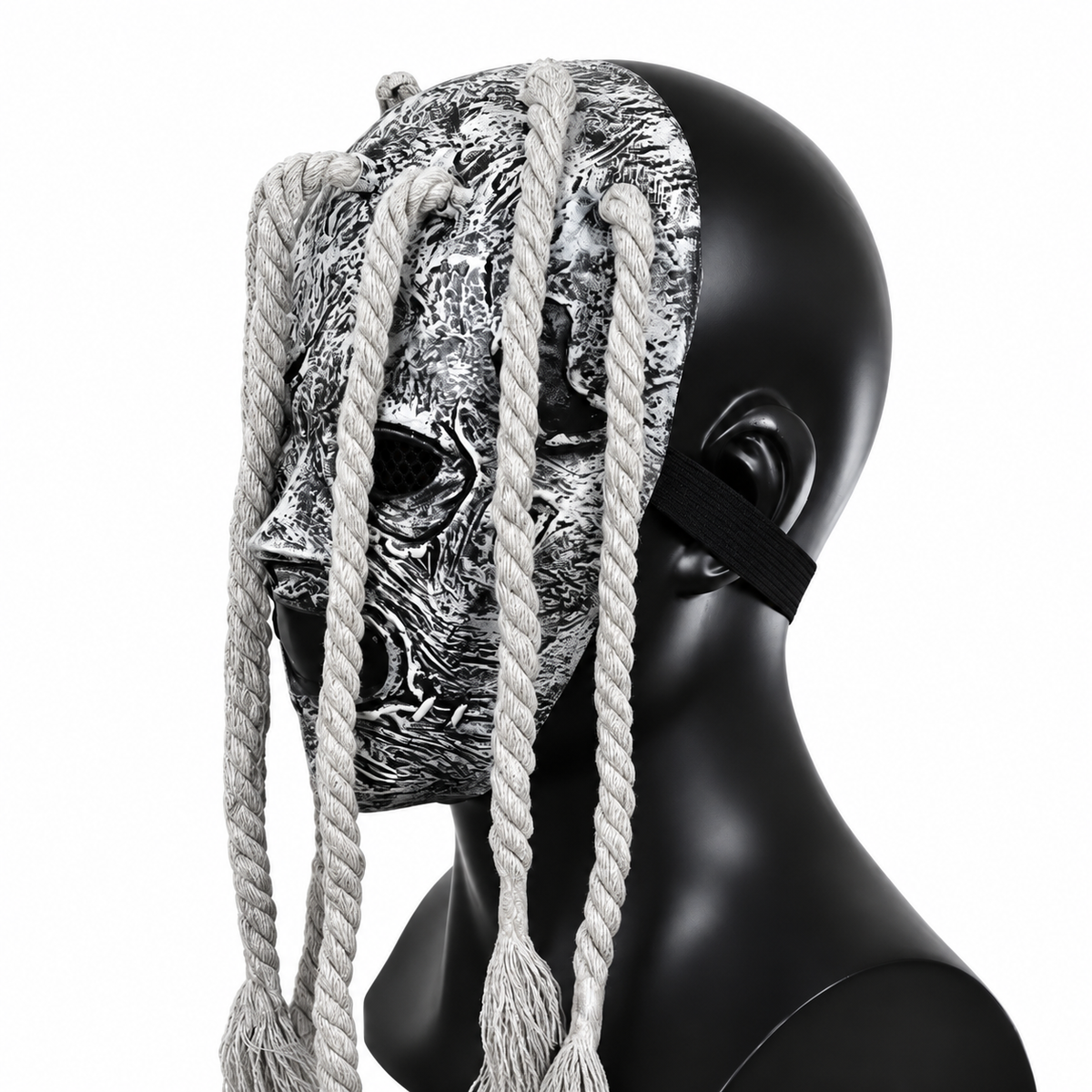 Masque d’horreur à longues tresses grises – adulte – vue 1