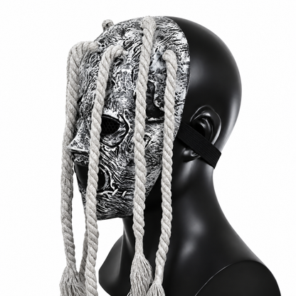Masque d’horreur à longues tresses grises – adulte – vue 1