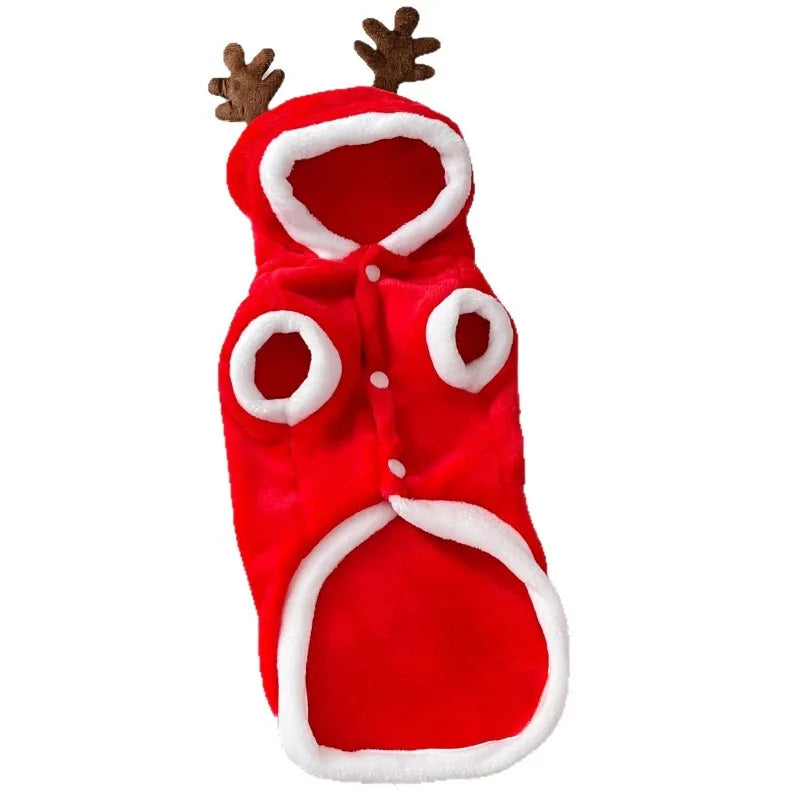 Manteau de Noël à capuche renne pour animaux