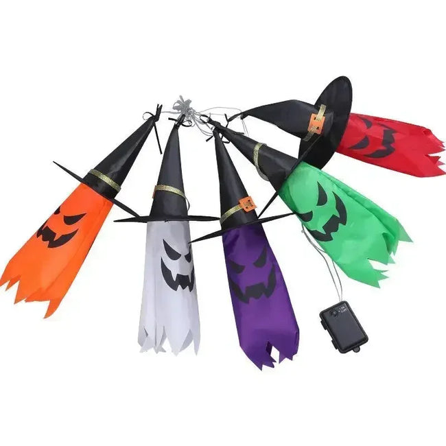 Chapeaux de sorcière lumineux à suspendre – lot de 5