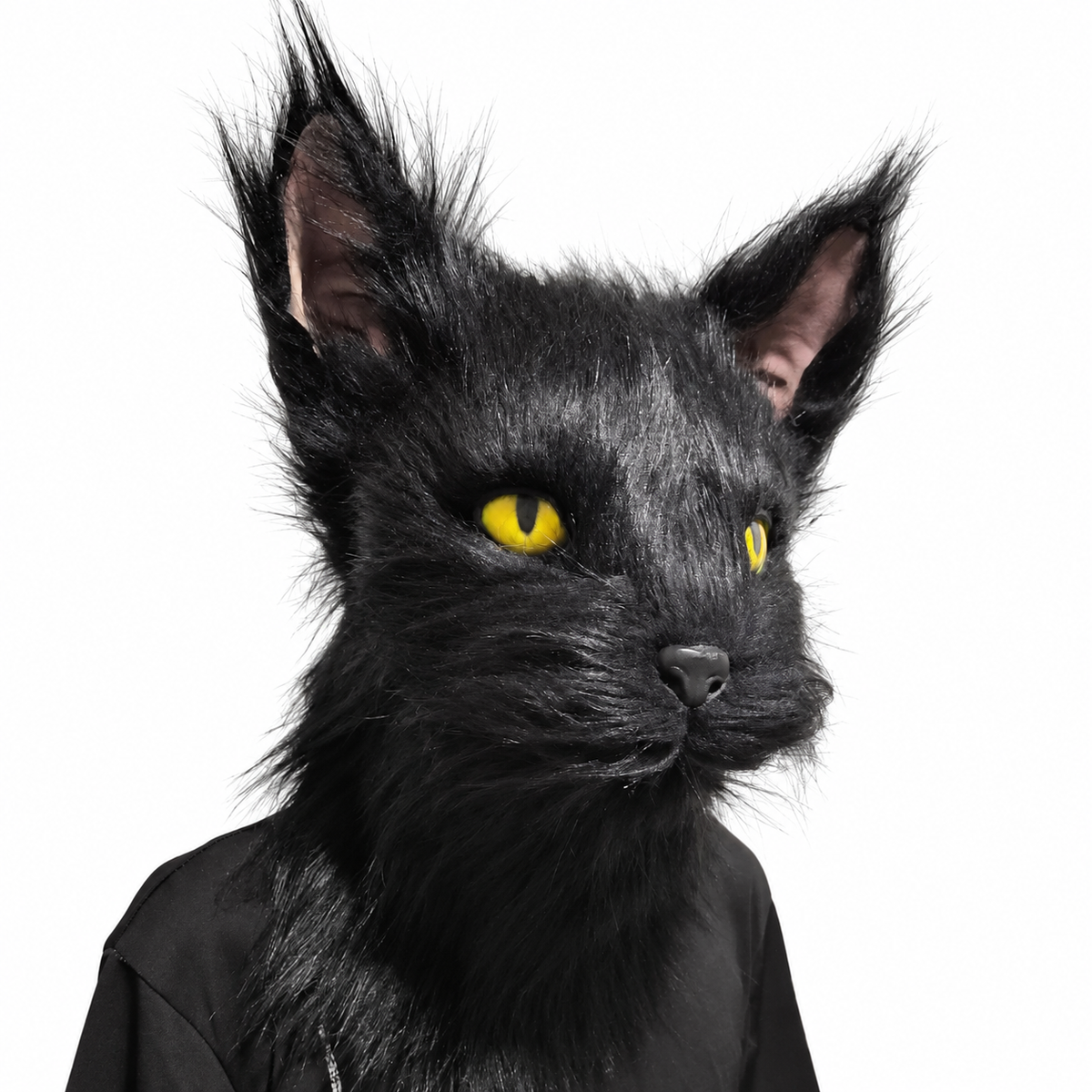 Masque de chat noir à fourrure – adulte – vue 2