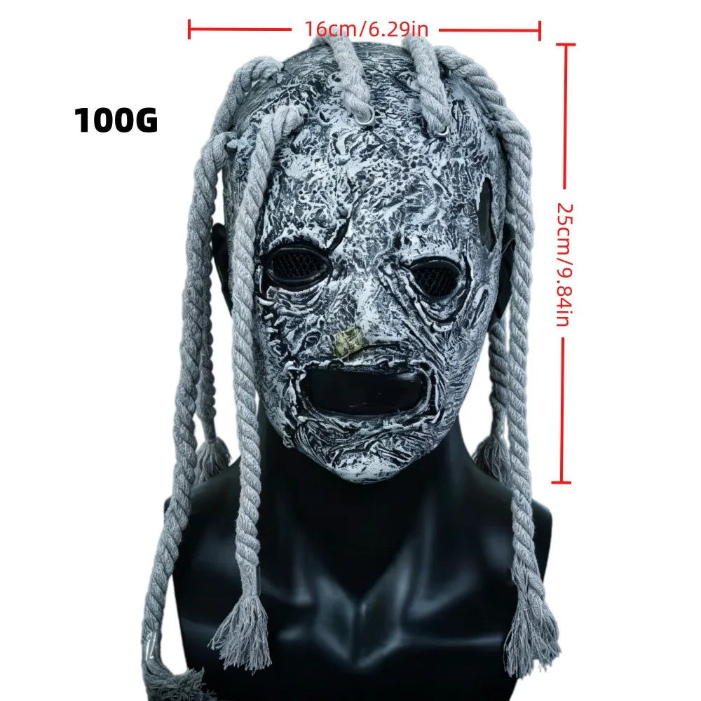 Masque d’horreur à longues tresses grises – adulte – vue 2