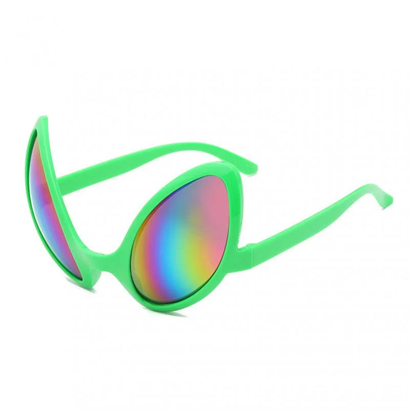 Lunettes extraterrestres vertes avec verres multicolores.