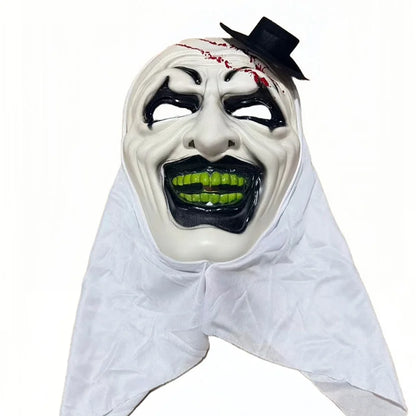Masque de clown effrayant avec cagoule blanche – vue 2