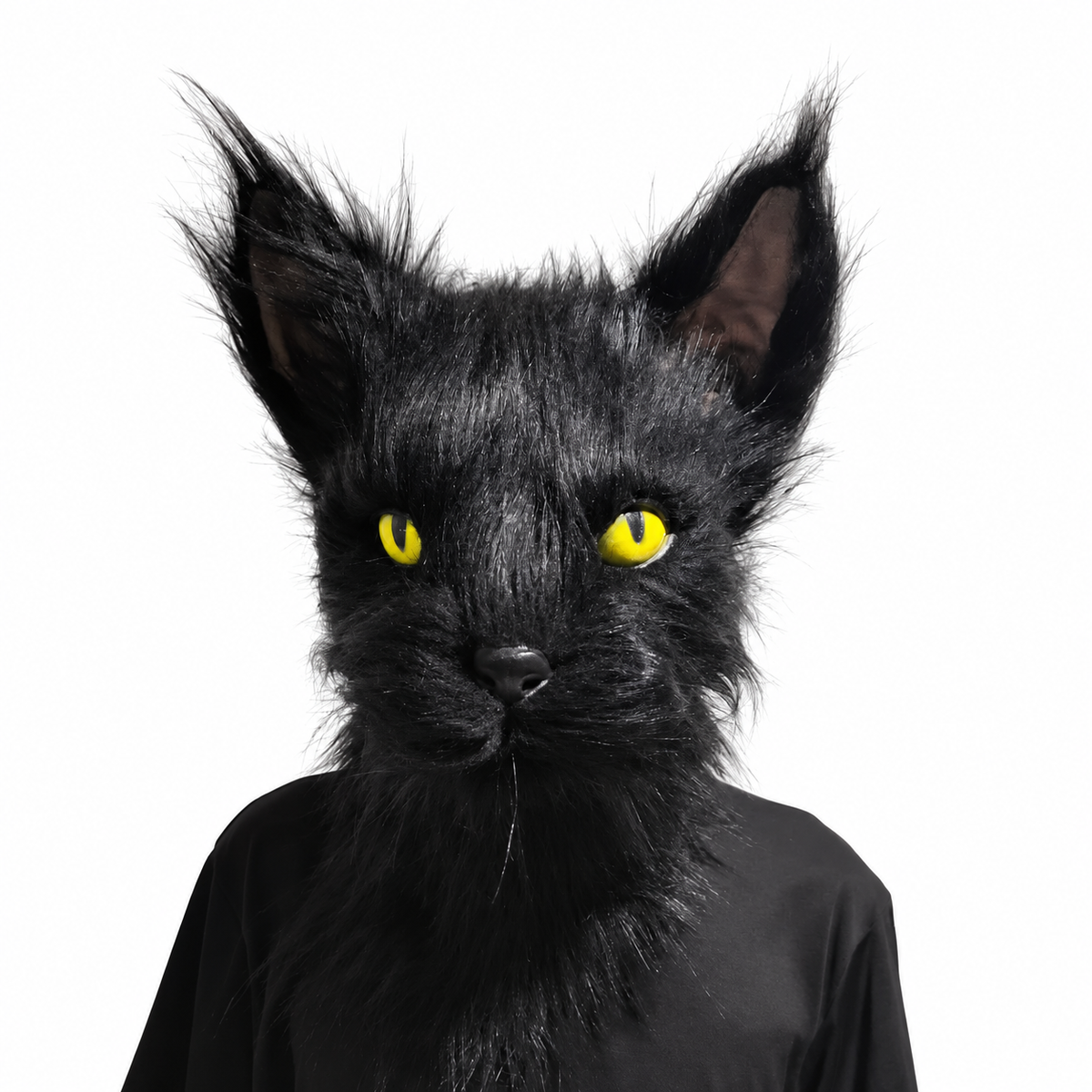 Masque de chat noir à fourrure – adulte – vue 1