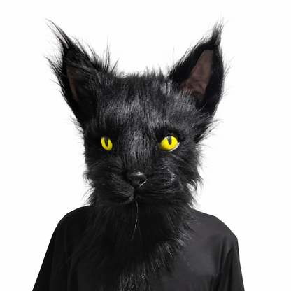 Masque de chat noir à fourrure – adulte – vue 1