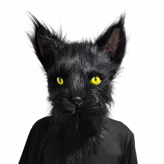 Masque de chat noir à fourrure – adulte – vue 1
