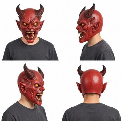 Masque de démon rouge à cornes – adulte – vue 2