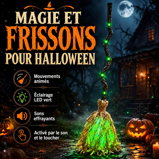 Balai de sorcière animé et lumineux