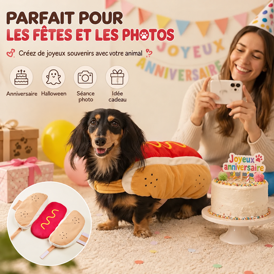 Déguisement de hot-dog pour chien et chat